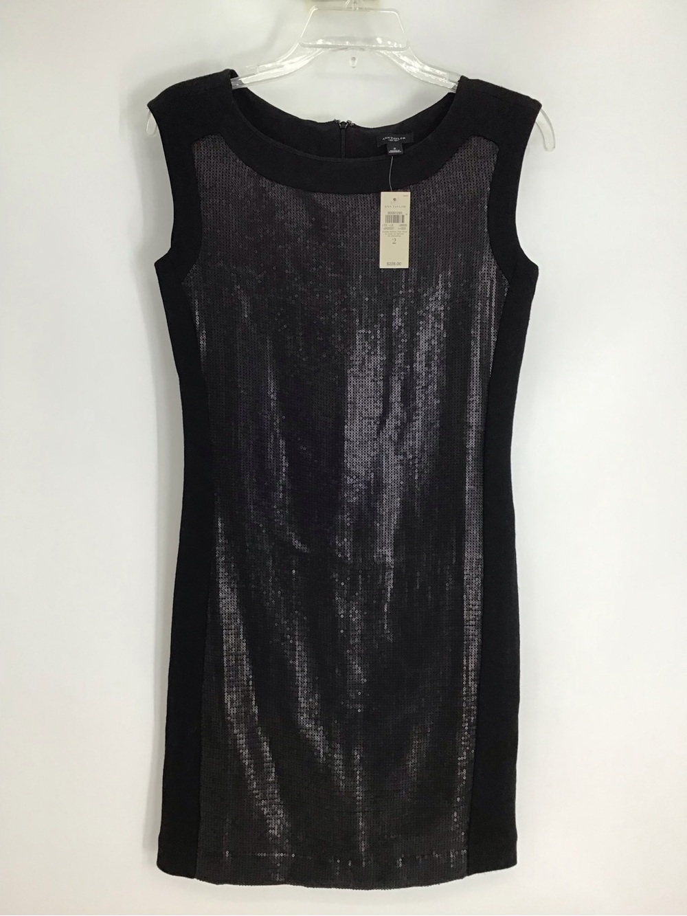 NWT Ann Taylor Sequin Sleeveless Bodycon Wool Blend Cocktail Dress Black Size 2 - Picture 2 of 8